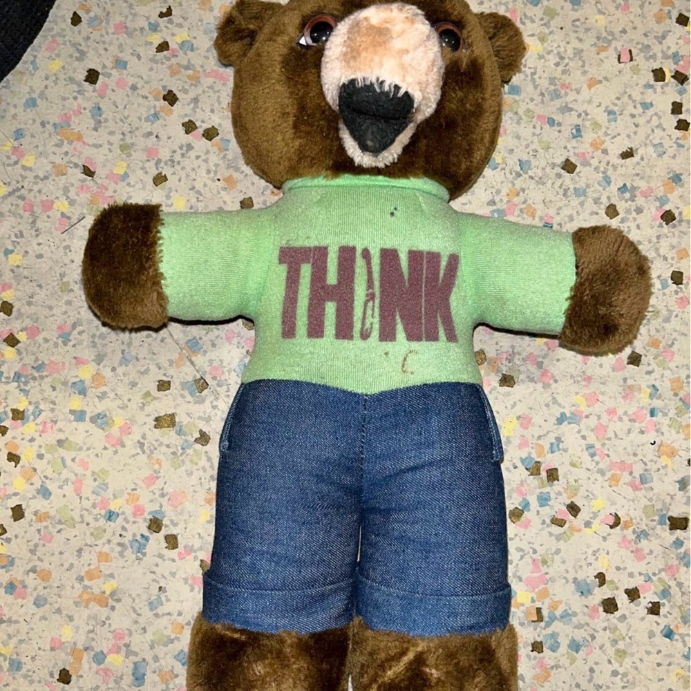 vintage 1977 Dakin Smokey Bear plush toy.